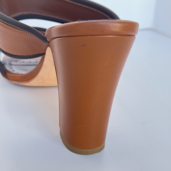 Manolo Blahnik Two Strap Leather Sandals in Brown with Black Trim, IT 40.5 - Picture 9 of 13